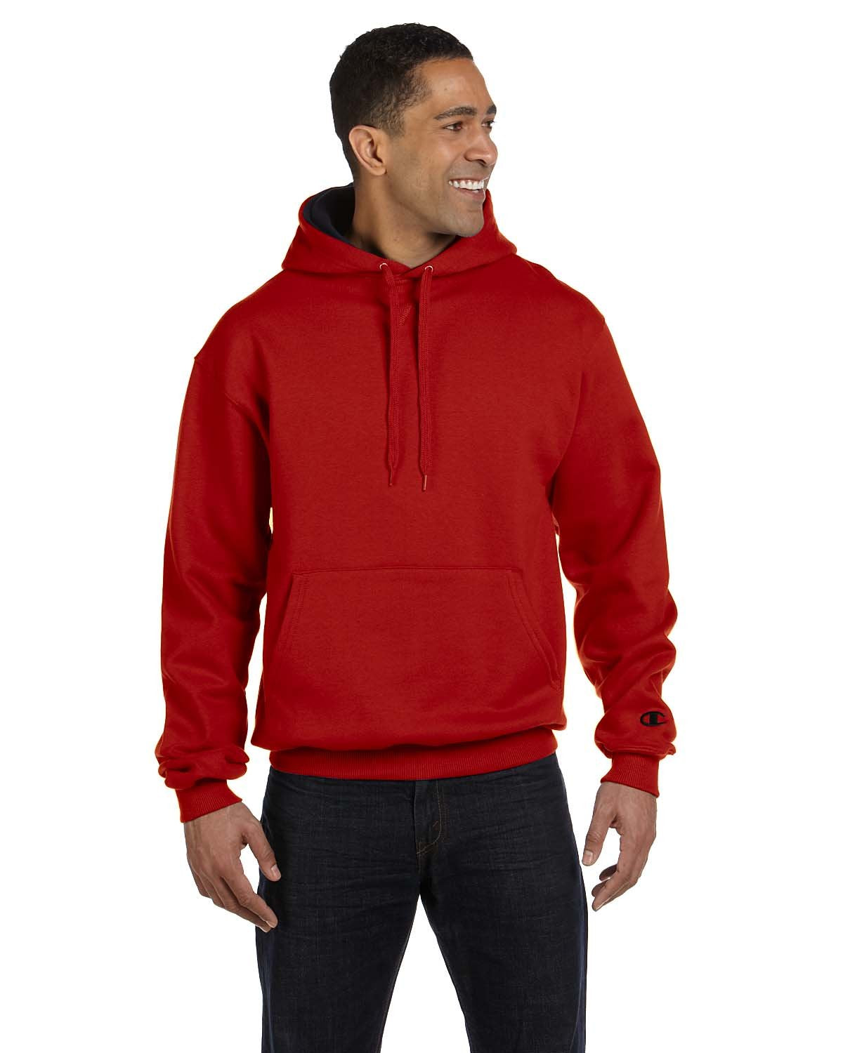 Champion Max Front Pouch Pocket Athletic Fit Pullover Hoodie, scarlet/black, X-Large