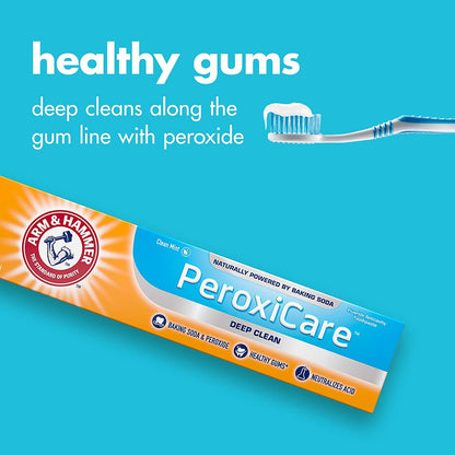 Arm & Hammer PeroxiCare Healthy Gums Toothpaste, Baking Soda & Peroxide, Fresh Mint, 6 Ounce (Pack of 3)