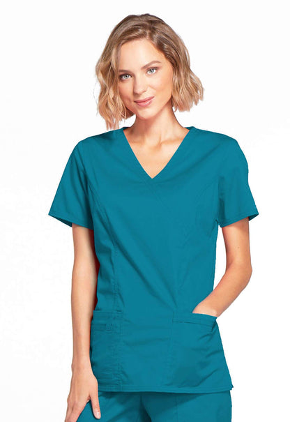 Cherokee Women's Workwear Scrubs Core Stretch Mock-Wrap Top (XX-Small), Wine (Copy)