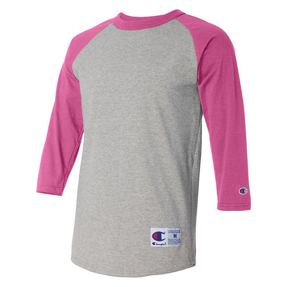 Champion Adult 5.2 oz. Raglan T-Shirt L OXF GRY HT/ GOLD