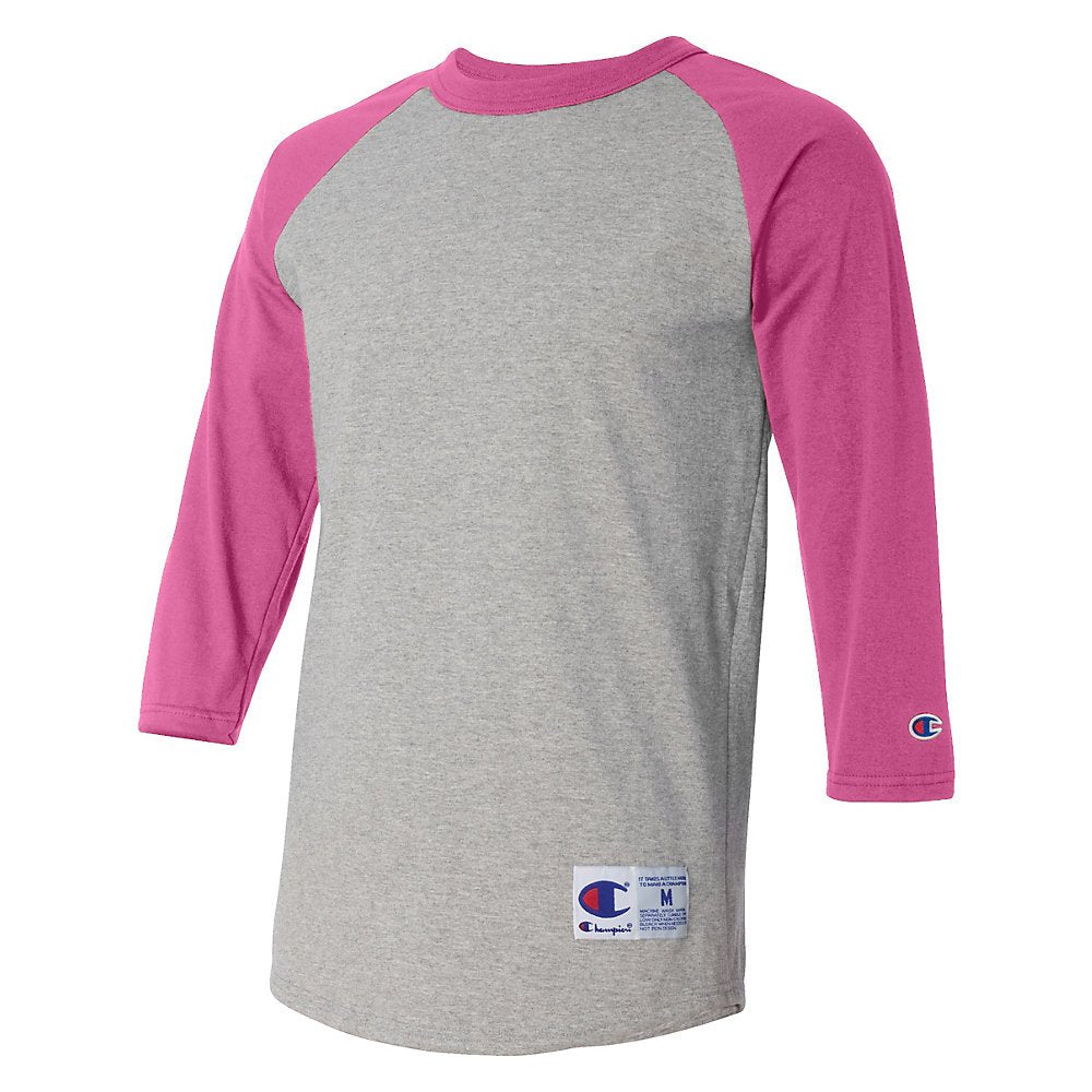 Champion Adult 5.2 oz. Raglan T-Shirt L OXF GRY HT/ GOLD