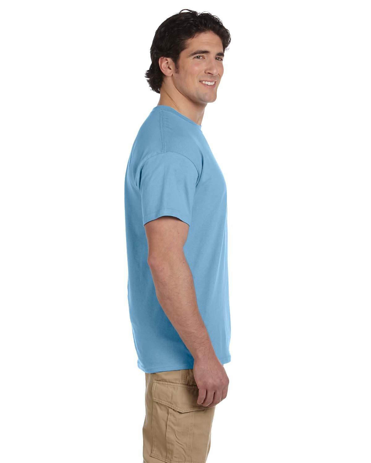 Fruit of the Loom Mens 5 Oz. 100% Heavy Cotton HD T-Shirt(3931)-Light BLUE-3XL-2PK