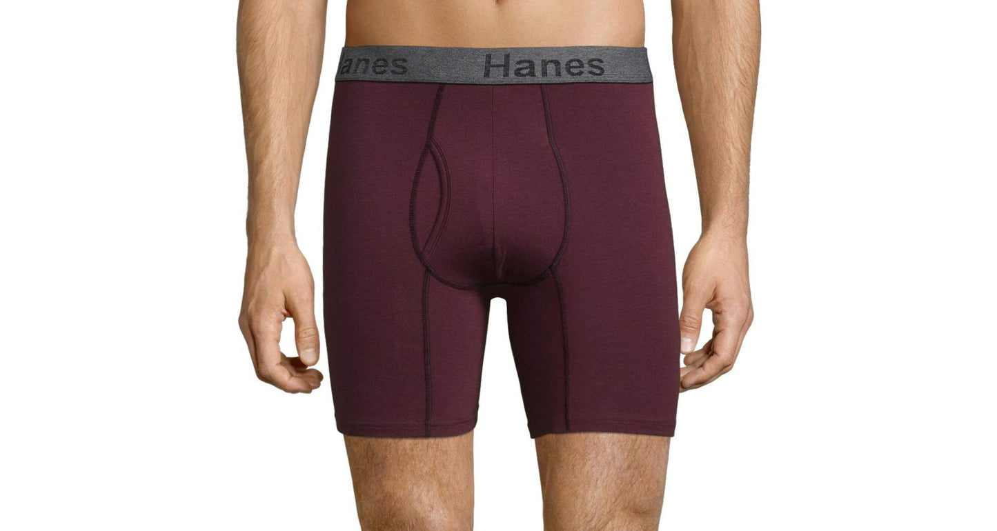 Hanes Premium Men's Boxer Briefs 6-Pack Cotton Modal Blend Luxury Softness FreshIQ