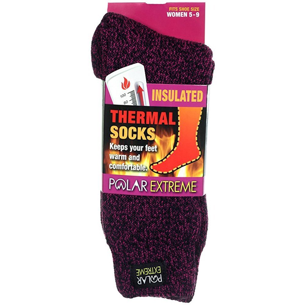 Womens Polar Extreme Moisture Wicking Insulated Thermal Socks in 4 Great Colors (Black-White)