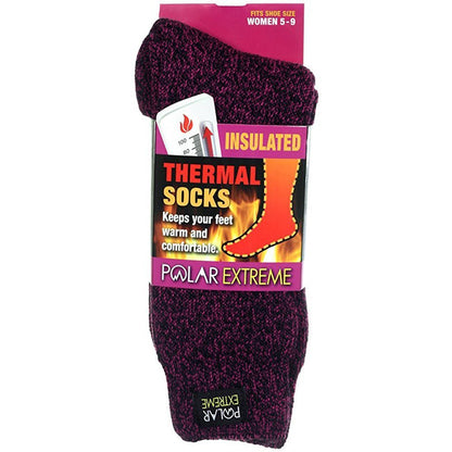 Womens Polar Extreme Moisture Wicking Insulated Thermal Socks in 4 Great Colors (Black-White)