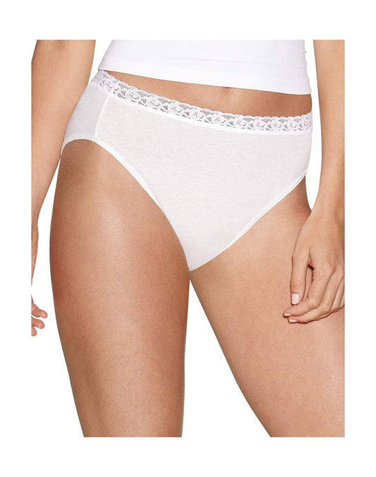 Hanes Women's Cotton No Ride Up Hi-Cut Panties with Lace 5-Pack, Assorted, Size - 8