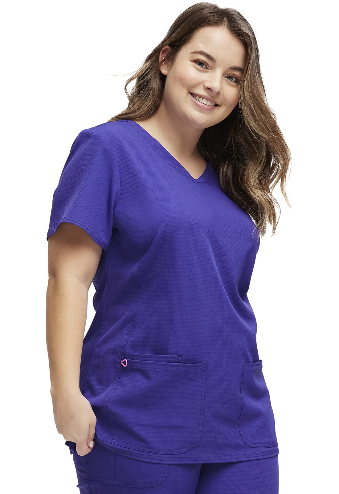 HeartSoul Womens Scrubs, Shaped V,Neck Top, Stretch Performance Fabric Plus Size 20710, 3XL, Purple Magic