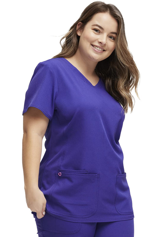 HeartSoul Womens Scrubs, Shaped V,Neck Top, Stretch Performance Fabric Plus Size 20710, 3XL, Purple Magic