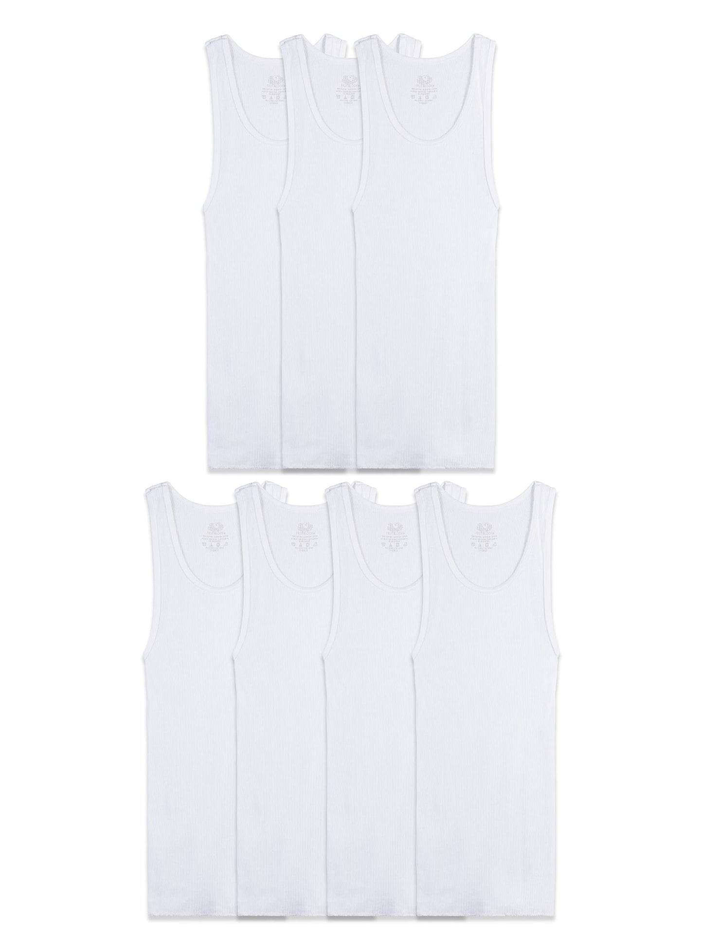 Fruit of the Loom Boys' Cotton Tank Top Undershirt (Multipack), Boys-120-White, X-Large