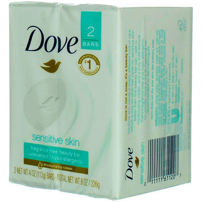 Dove Sensitive Skin Unscented Hypo-Allergenic Beauty Bar 4 oz, 2 ea