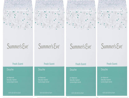 (Pack of 4 Bottles) Summer's Eve Fresh Scent Douche Vinegar & Water, Feminine Wash, 4.5oz Bottles. PH Balanced, Naturally Inspired, & Gynecologist Tested (Pack of 4 Bottles, 4.5oz Each Bottle)