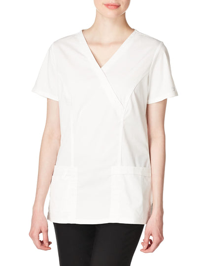 Cherokee Women's Workwear Scrubs Core Stretch Mock-Wrap Top (XX-Small), Wine (Copy)