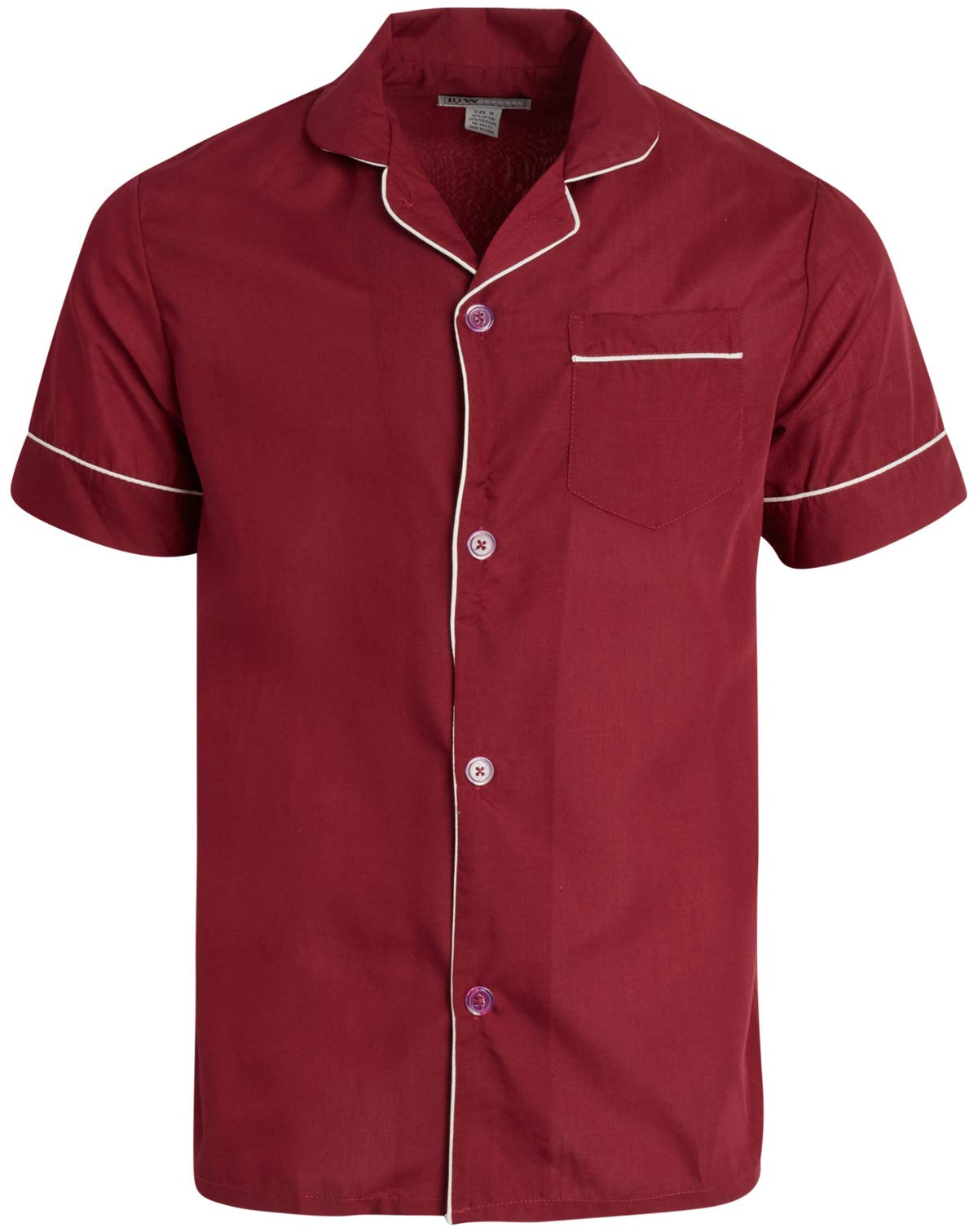 Ten West Apparel Men's 2-Piece Pajama Set with Short Sleeve Shirt and Long Pants, Size Small, Burgundy