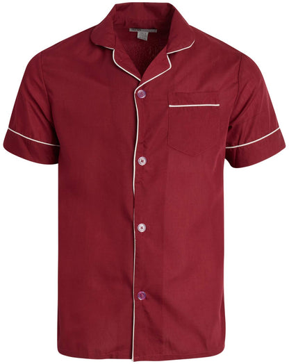 Ten West Apparel Men's 2-Piece Pajama Set with Short Sleeve Shirt and Long Pants, Size Small, Burgundy