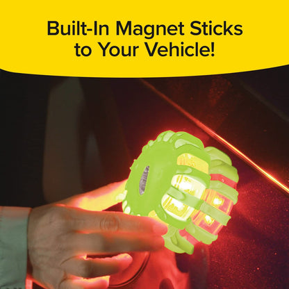 Lizard Flare Flameless LED Road Flares, As Seen On TV Magnetic Safety Flares for Emergency Kit for Vehicles, 15 LED Lights with 9 Safety Modes, DOT Compliant, 1 Count, Holiday Gift
