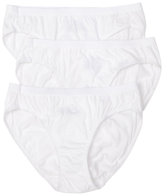 Hanes Ultimate Women's 3-Pack Cotton Bikini Panties, 3-Pack White, 8