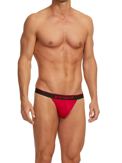 Papi Men's 3-Pack Cotton Stretch Thong, Black/Cobalt/Blue, Small