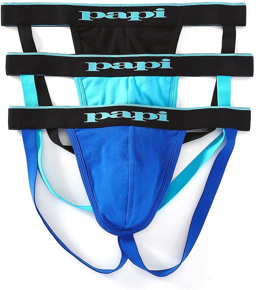 Papi Men's Cotton Stretch Jock Strap 3-Pack of Underwear