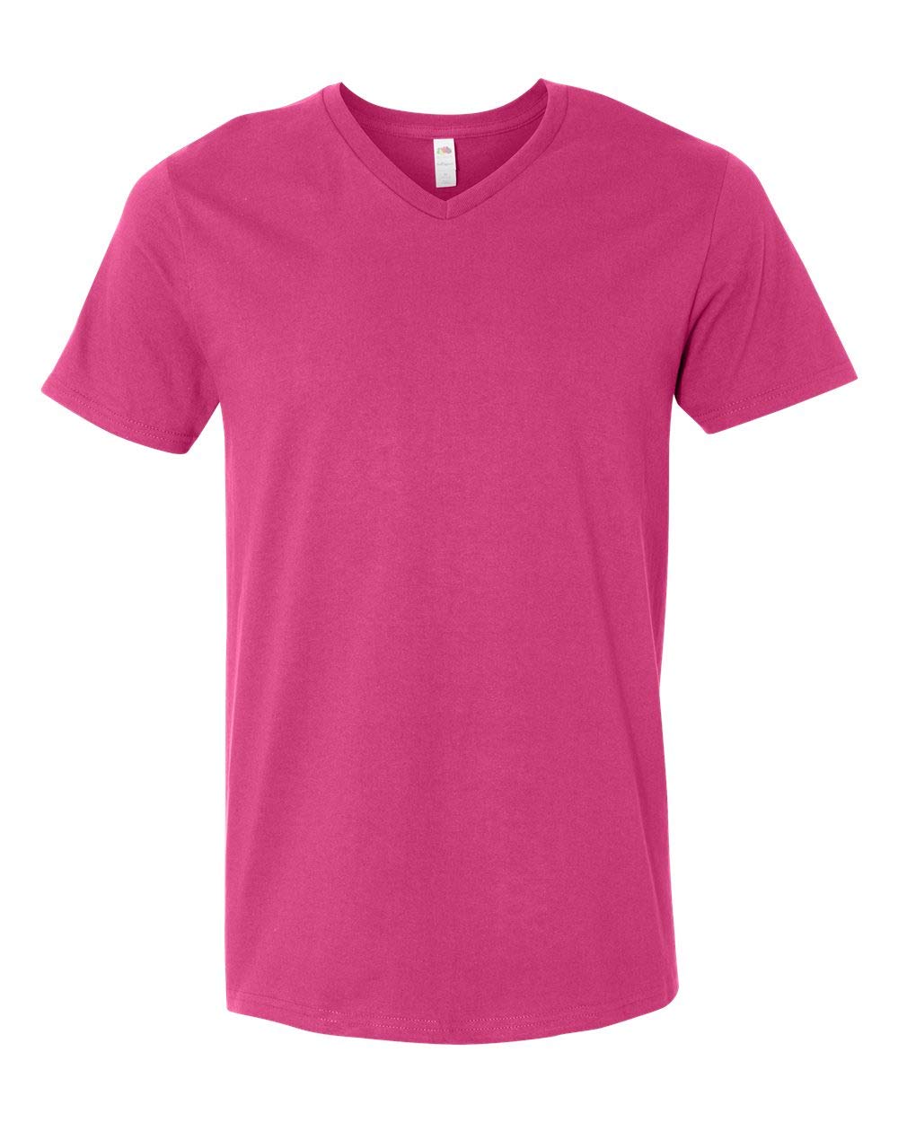 Fruit of the Loom Mens Sofspun V-Neck T-Shirt SFVR, M, Cyber Pink