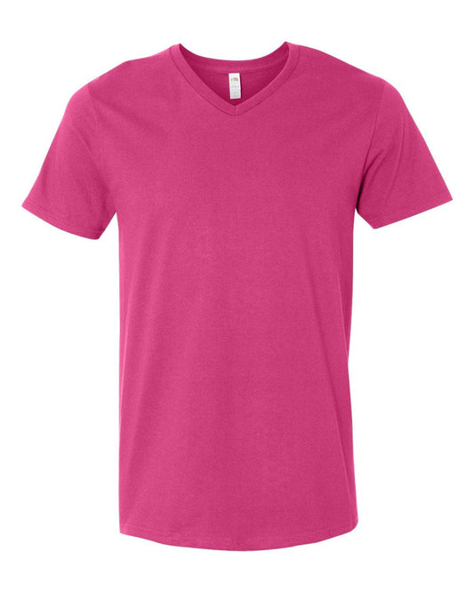 Fruit of the Loom Mens Sofspun V-Neck T-Shirt SFVR, M, Cyber Pink