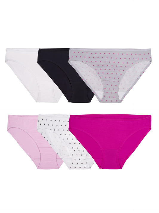 Fruit Of The Loom Womens Eversoft Cotton Underwear, Tag Free & Breathable Bikini-underwear, Cotton Stretch - 6 Pack - Colors May Vary, 9 US