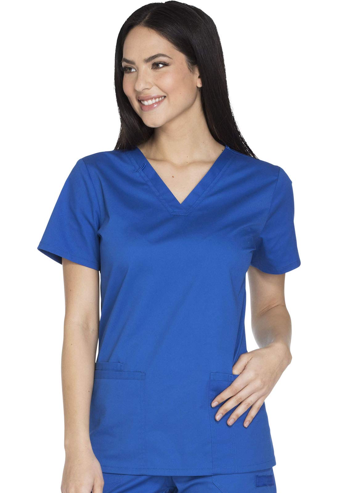 Scrubs for Women Workwear Core Stretch V-Neck Top, Soft Brushed Twill WW630, M, Royal