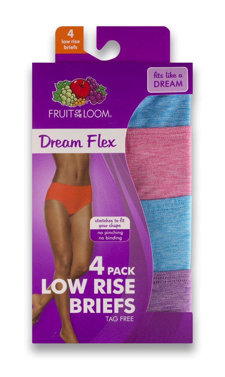 Fruit Of The Loom Women's 4pk Dream Flex Low-Rise Brief, Assorted, 9