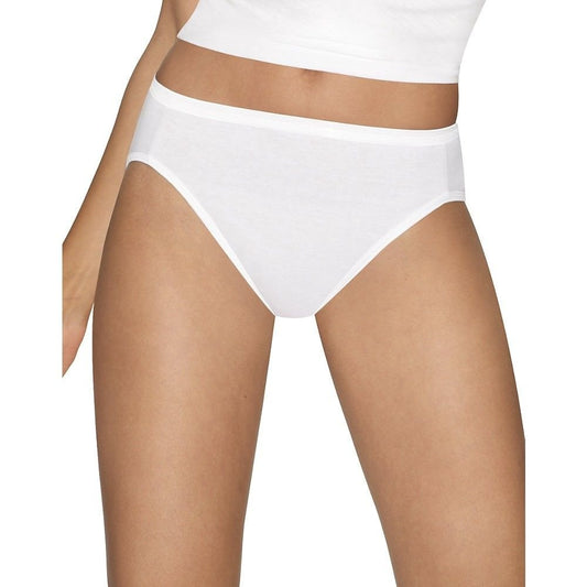 Hanes Womens No Ride Up Cotton Hi-Cut Panties 6-Pack (9, White)