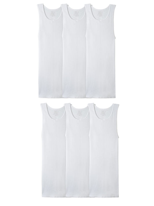 Fruit of the Loom Mens White A-Shirts 6 Pack, 2XL, White