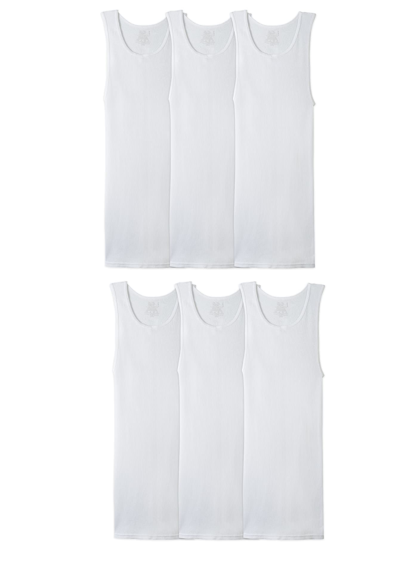 Fruit of the Loom Mens White A-Shirts 6 Pack, 2XL, White