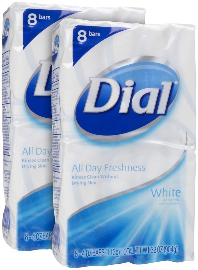 (PACK OF 16 BARS) Dial Classic WHITE Antibacterial Bar Soap. Round the Clock Odor Protection. Leaves Skin Smooth & Radian! Hypo-Allergenic. Great for Hands, Face & Body! (16 Bars, 4oz Each Bar)