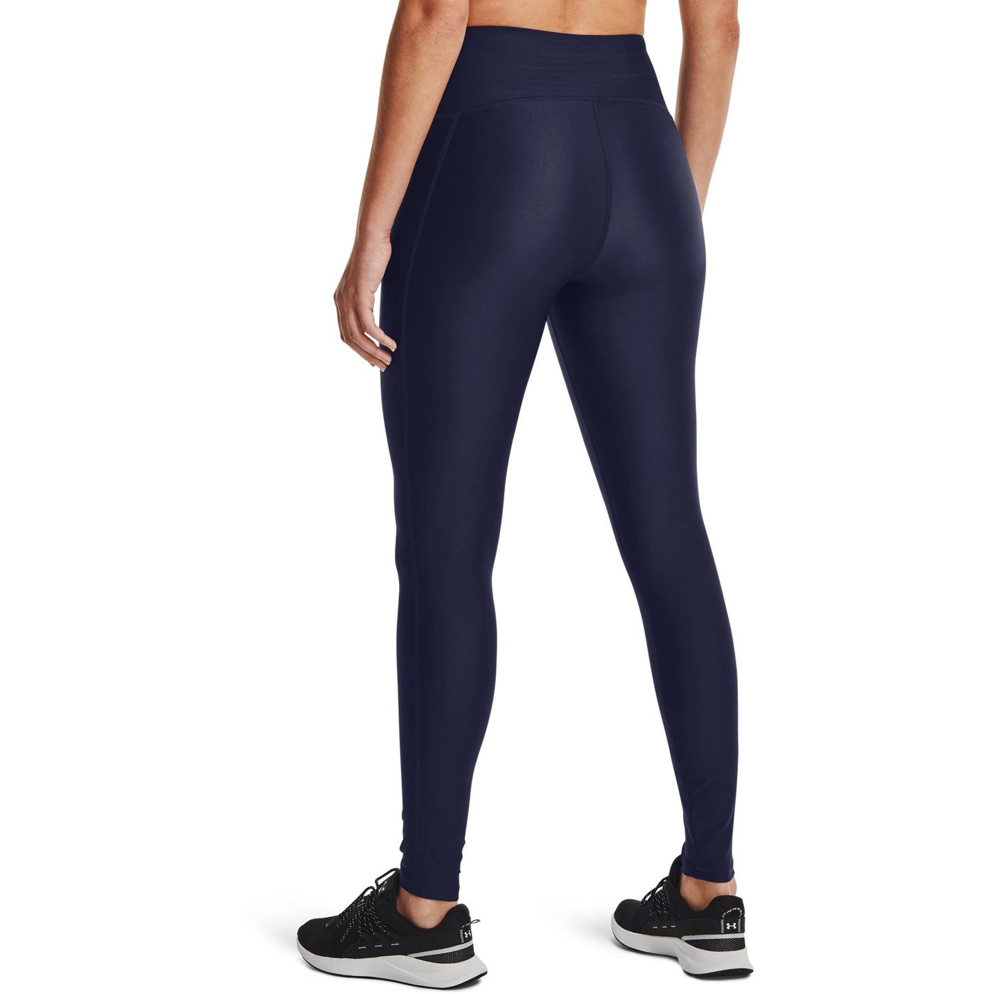Under Armour Womens HeatGear Armour High No-Slip Waistband Pocketed Leggings , Midnight Navy (410)/White , Medium