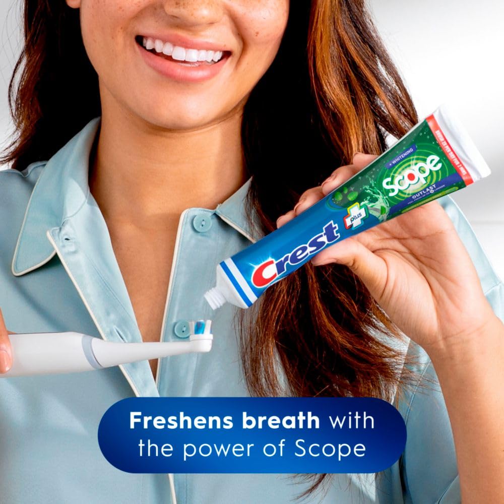 Crest Complete Whitening + Scope, Long Lasting Mint Toothpaste, Triple Pack (3 Count of 5.4 oz Tubes), 16.2 oz