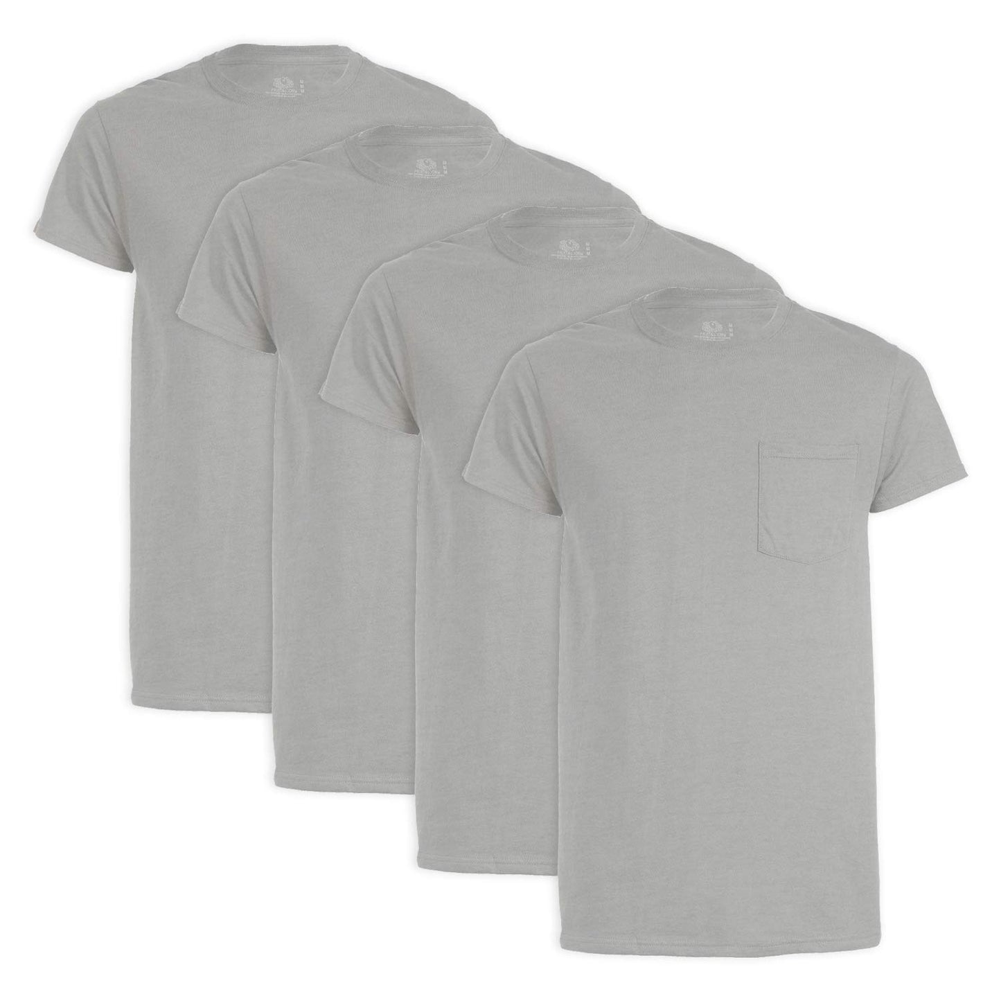 Fruit of the Loom Men's 4-Pack Pocket Crew Neck T-Shirt Athletic Heather Small