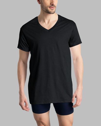Fruit of the Loom Mens Short Sleeve V-Neck T-Shirt 6 Pack, M, Assorted