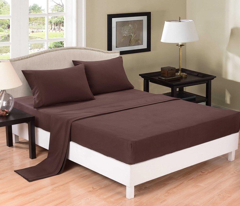 1800 Series Hotel-Quality Luxury 4 Piece ULTRA SOFT WRINKLE-FREE Microfiber Bed Sheets Set (Chelsea Loft 21/Jill Morgan/1800 Series Home) King-Taupe