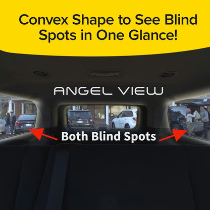 Angel View Wide-Angle Rearview Mirror, As Seen On TV Black Convex Car Mirror Installs in Seconds and Fits Most Cars, SUVs & Trucks, Holiday Gift, 4 Pack