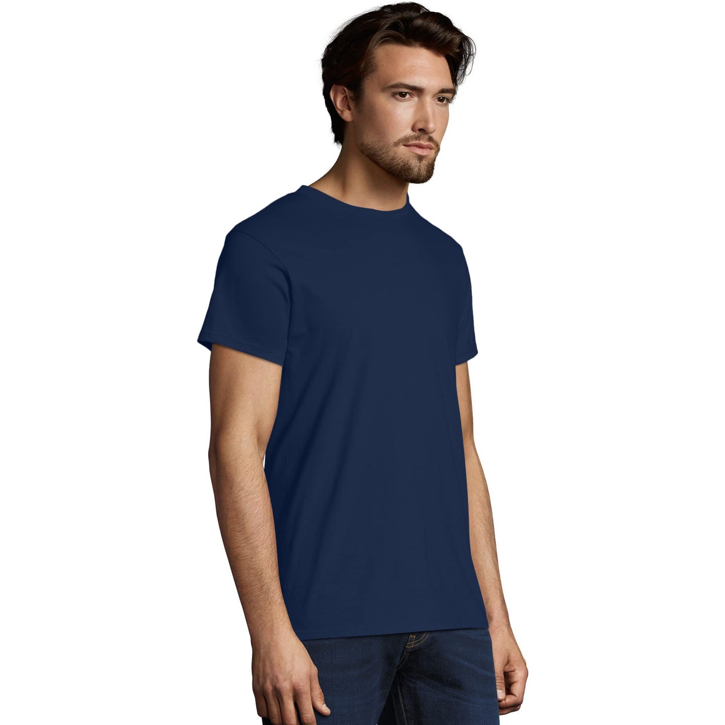 Hanes Men's Nano Premium Cotton T-Shirt (Pack of 2), Navy, Large