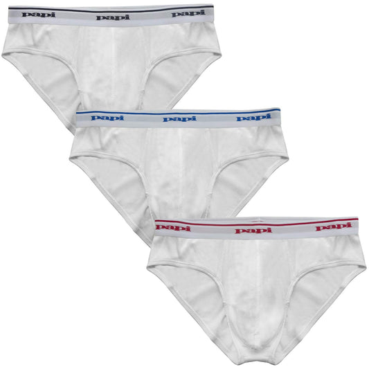 Papi Men's Cotton Low Rise Brief Pack of 3 Underwear, White, Medium