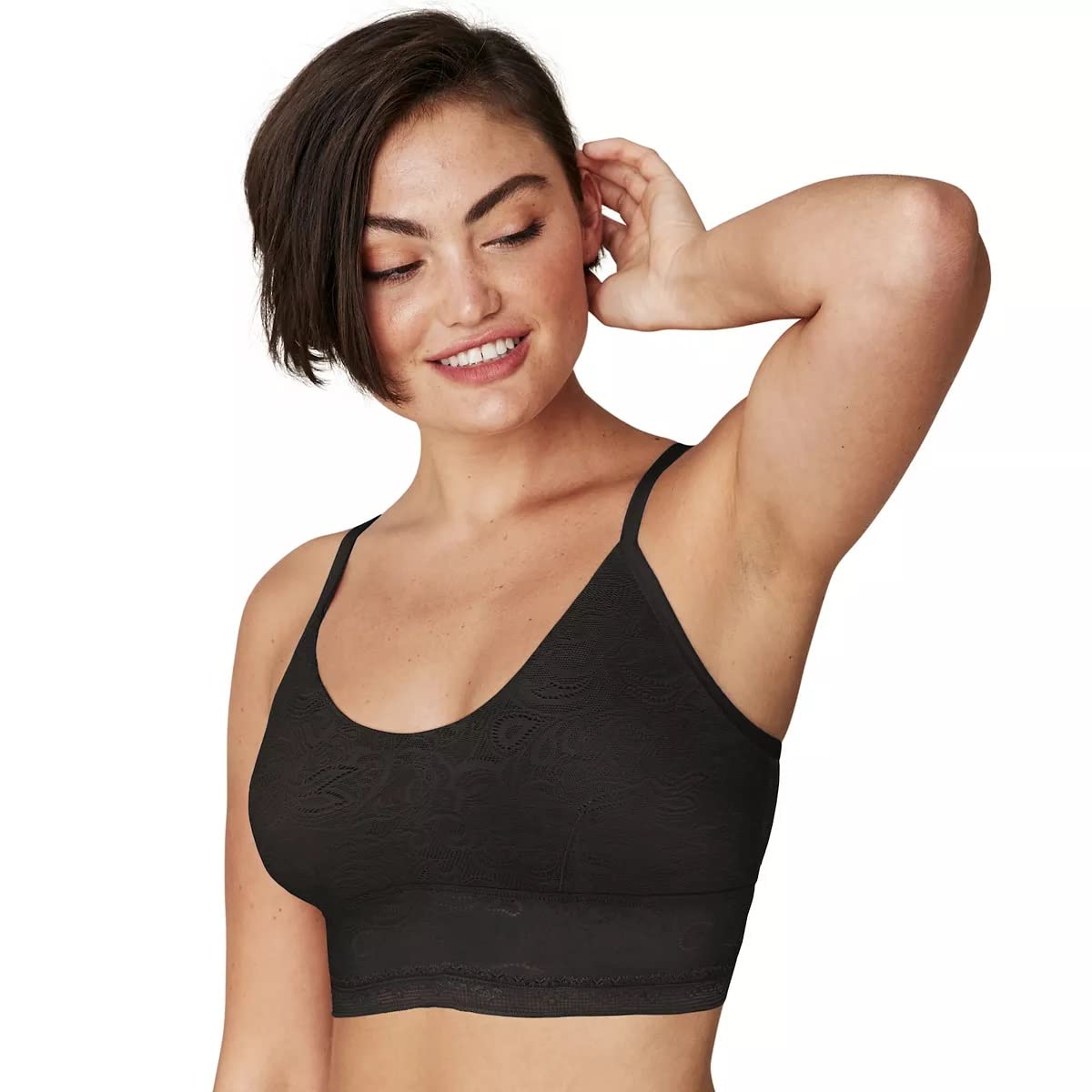 Maidenform Women's All-Over Lace Longline Bralette, Black, Small