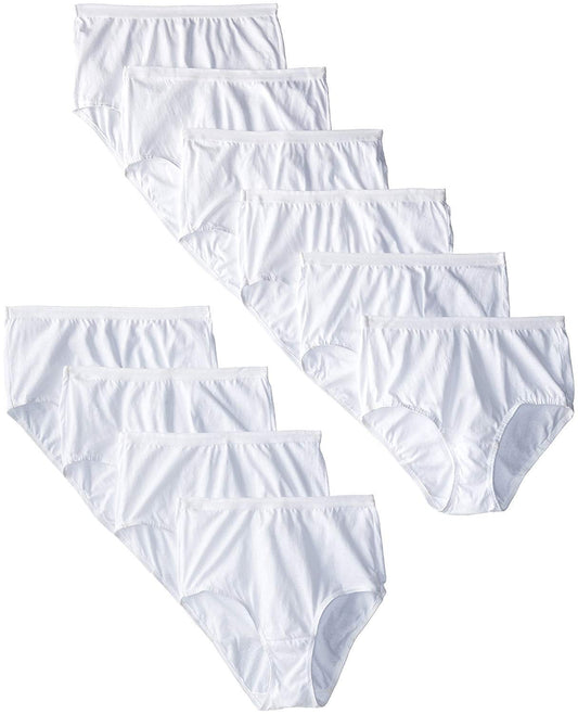 Fruit Of The Loom Womens Tag Free Cotton Brief Panties (Regular & Plus Size) Brief - 10 Pack - White 7 One Size