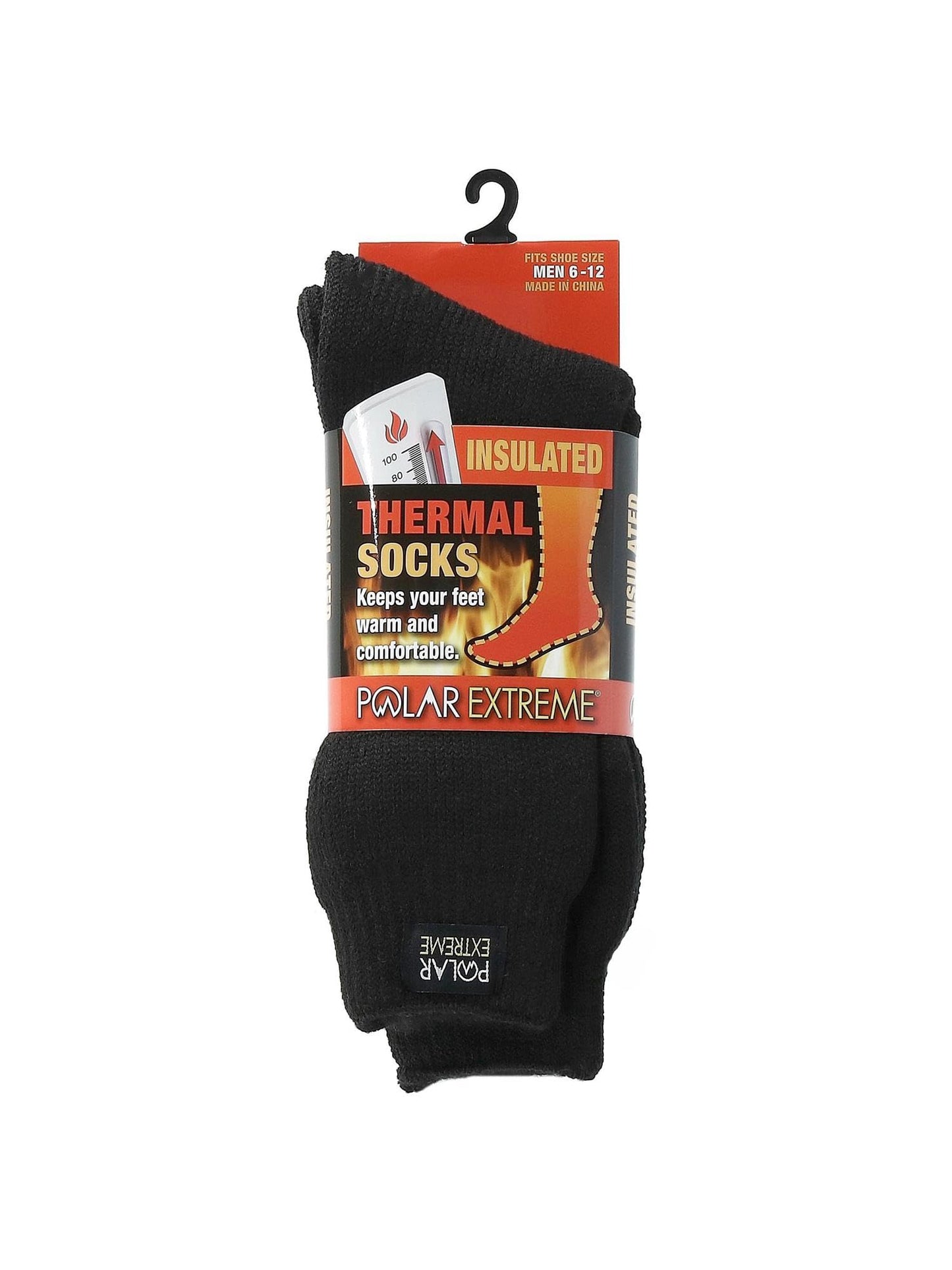 Polar Extreme Men's Insulated Thermal Socks with Fleece Lining, Black