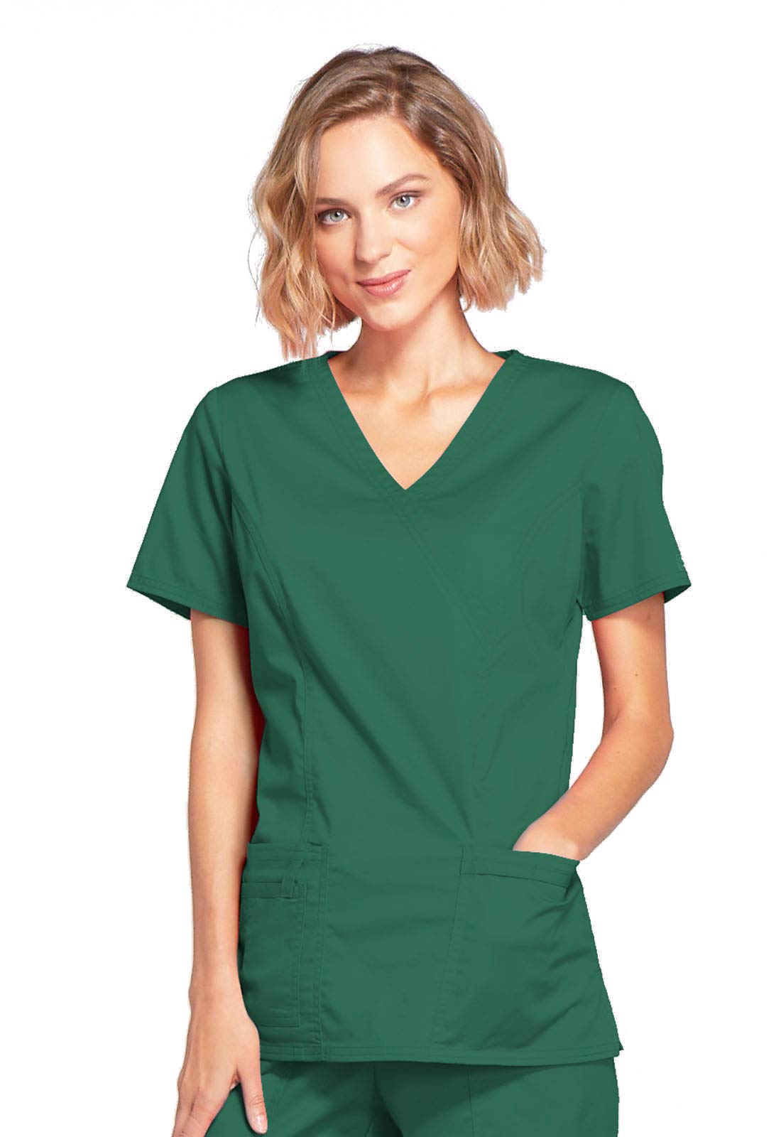 Cherokee Women's Workwear Scrubs Core Stretch Mock-Wrap Top (XX-Small), Wine (Copy)