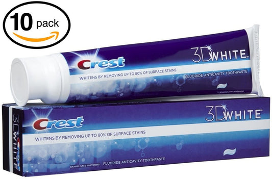 (PACK OF 10 TUBES) Crest 3D White ARCTIC FRESH Icy Cool Mint Anti-Cavity & TOOTH WHITENING Toothpaste. Removes Up to 90% of Surface Stains on teeth! REFRESHING MINT FLAVOR! (10 Tubes, 4.8oz Each Tube)