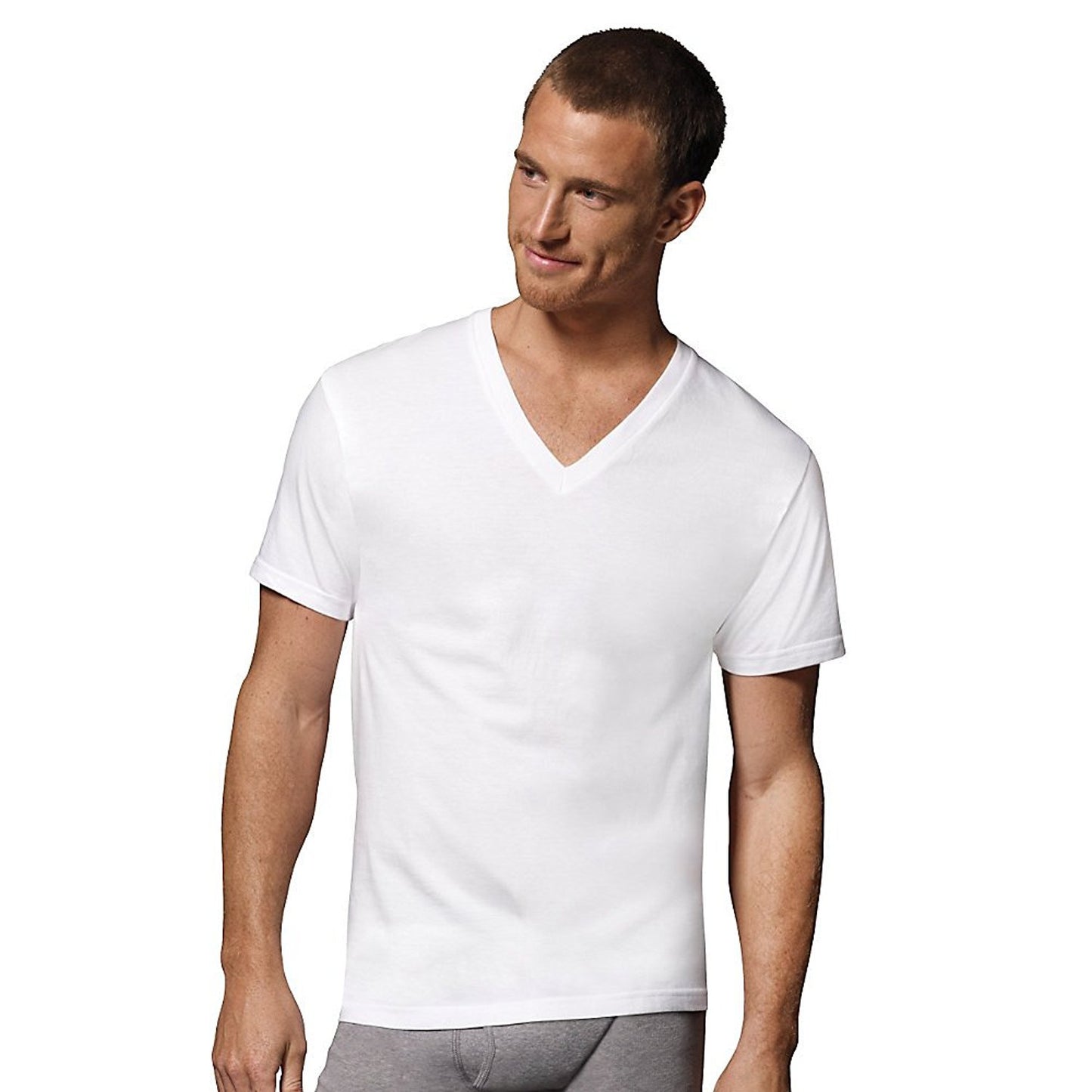 Hanes Men`s Nano-T V-Neck T-Shirt (White, XXXXX-Large)