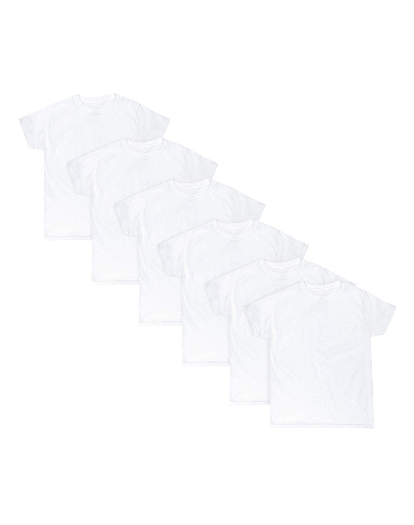 Hanes Boys EcoSmart Crewneck Undershirt 6-Pack, M, White