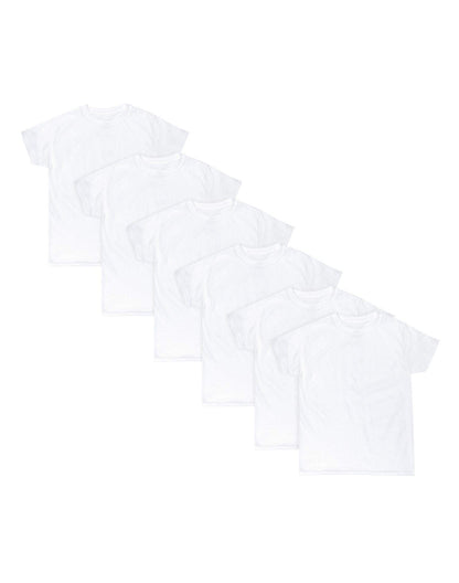 Hanes Boys EcoSmart Crewneck Undershirt 6-Pack, M, White