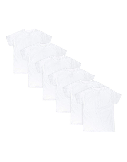 Hanes Boys EcoSmart Crewneck Undershirt 6-Pack, M, White