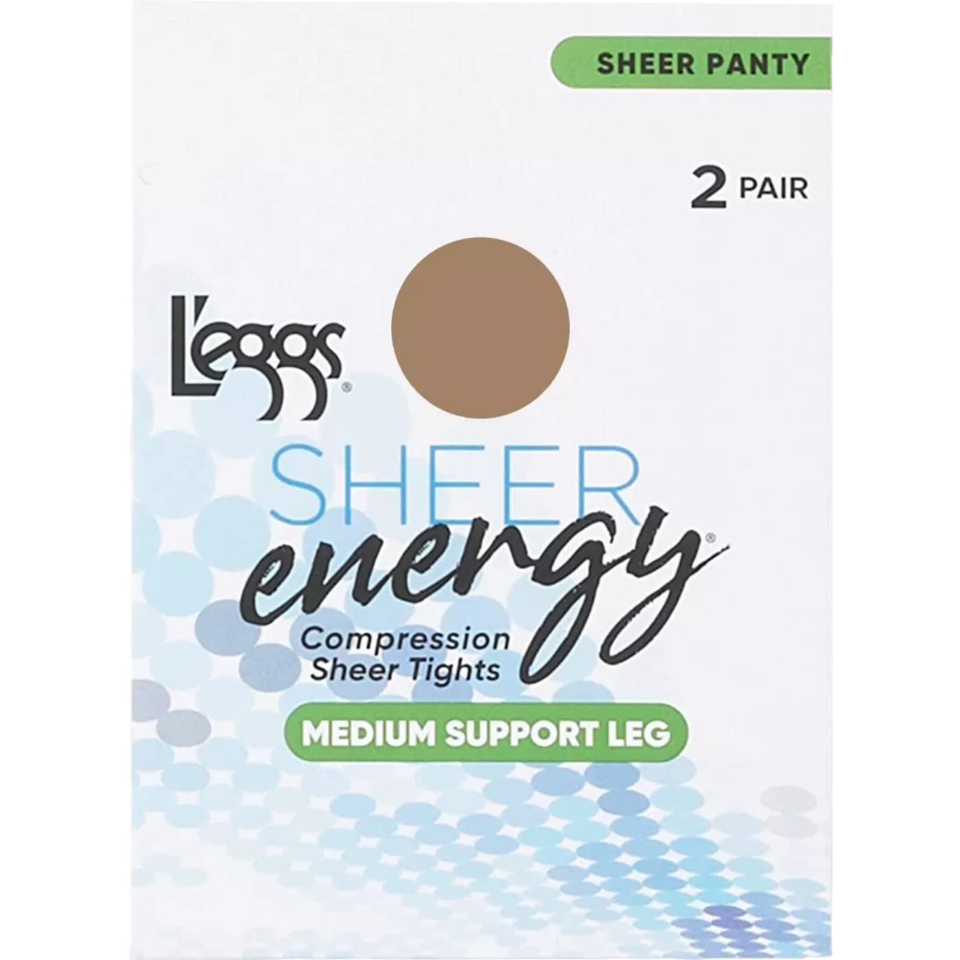 Leggs Women's Sheer Energy Panty Toe Pantyhose 2 Pair, B, Suntan