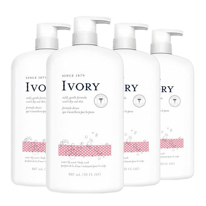 Ivory Clean Water Lily Body Wash, 100% Gluten, Paraben, And Phthalate Free, 30 Fl Oz (Pack Of 4)